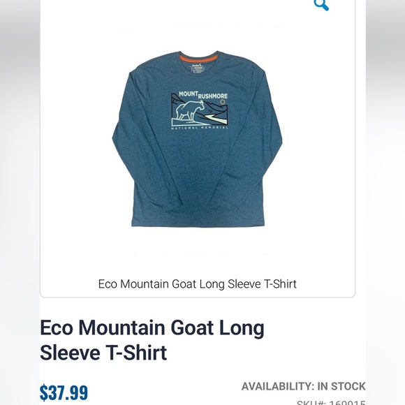 GUC Mount Rushmore Blue Long Sleeve T-Shirt with mountain goat graphic size L - Picture 2 of 8